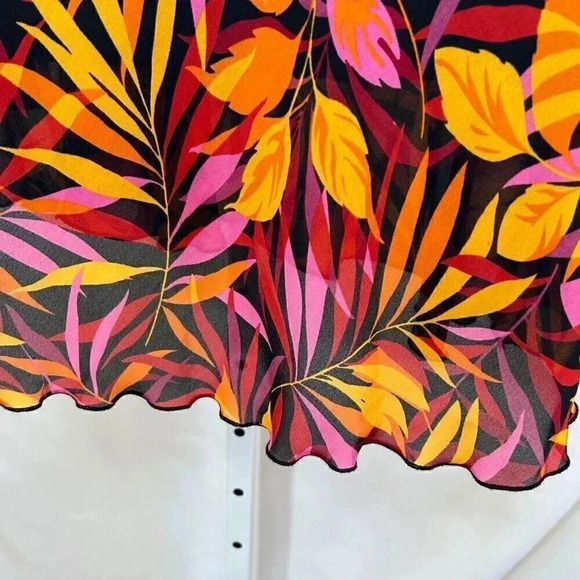 2/$30 Heads Up Large Tropical Floral A Line Skirt Flowy Hawaiian Party Vintage - Picture 6 of 7